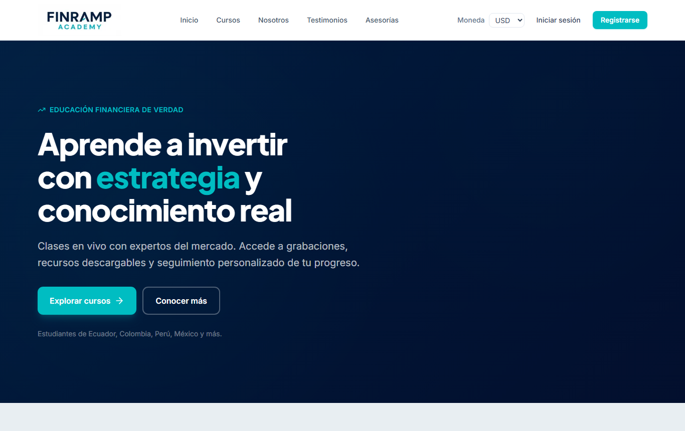 Finramp Academy — plataforma educativa de inversión, LatAm